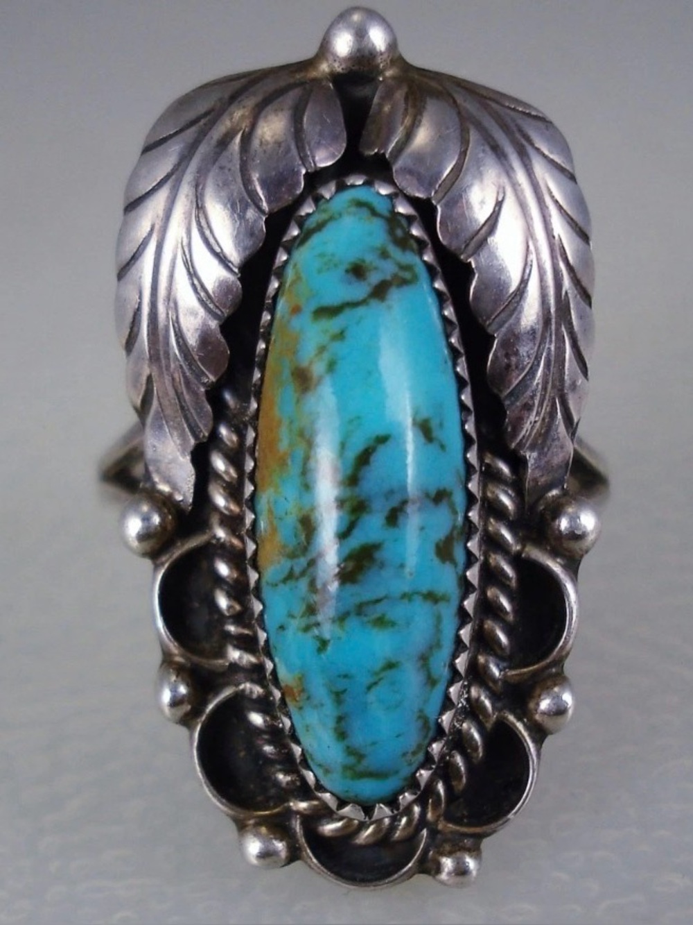 Vintage Navajo Native Manygoats Turquoise Sterling Silver Ring Size 9